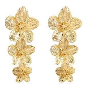 Gold Flower Tiered Earrings